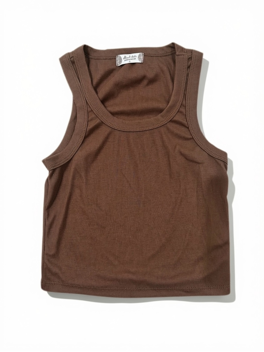 Altar’d State Brown Ribbed Scoop Neck Tank Top